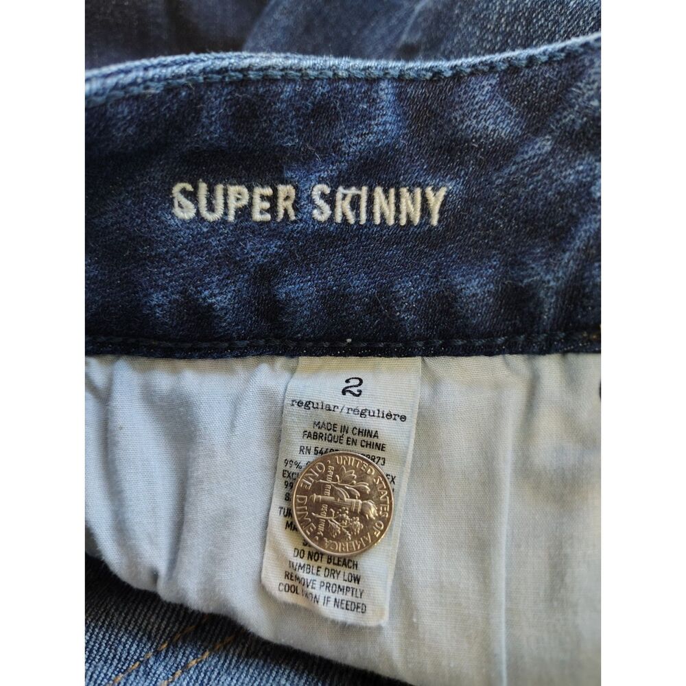 Y2K American Eagle Low Rise Skinny Stretch Jeans Women's 2R Dark Wash - Picture 5 of 5